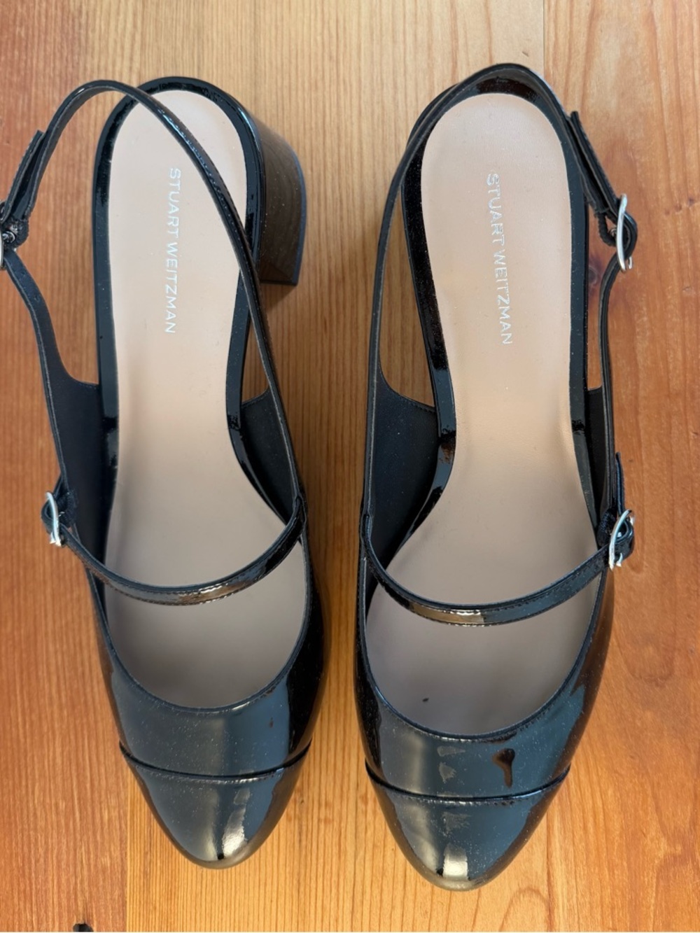 Stuart Weitzman Black Patent Mary Jane Slingback Heels